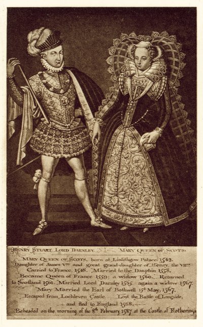Henry Stuart Lord Darnley, Mary Queen of Scots (litho) av (after) English School