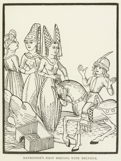 Raymondins första möte med Melusine (gravyr) av (after) English School