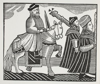 The History of Wat Tyler och Jack Straw, illustration från "Chap-books of the artonde århundradet" av John Ashton, pub. 1882 (lito) av (after) English School