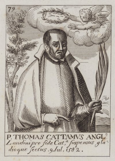 Thomas Cottam, engelsk katolsk präst och martyr (gravyr) av (after) English School
