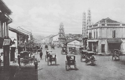 Singapore: North Bridge Road (svartvitt foto) av (after) English photographer