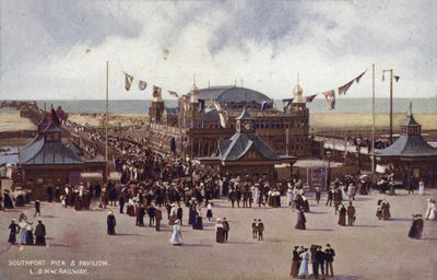 Southport Pier and Pavilion (färgad bild) av (after) English photographer