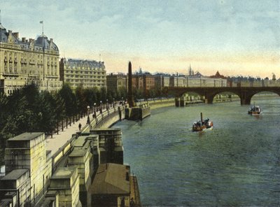 Themsen Embankment (färgad bild) av (after) English photographer