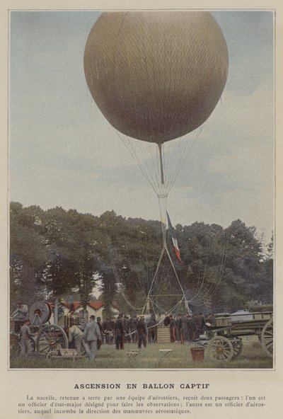 Captive Balloon Ascent (färgad bild) av (after) French Photographer