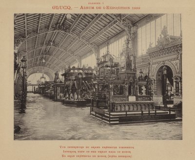 Interiörvy av Great Hall of Honor (s/v foto) av (after) French Photographer