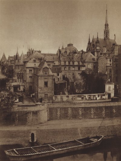 Palais de Justice, sett från Quai des Orfevres 1862 (s/v foto) av (after) French Photographer