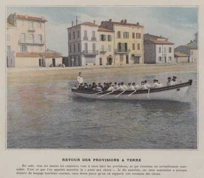 Återlämnande av proviant till land (färgat foto) av (after) French Photographer