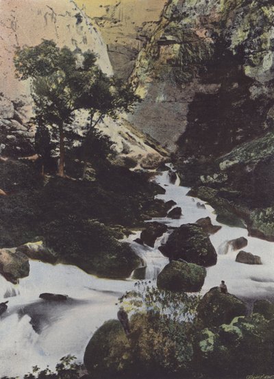 Källa till Sorgue vid Fontaine de Vaucluse (färgat foto) av (after) French Photographer