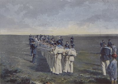 Besök av vapnen efter avfyrning (färgad bild) av (after) French Photographer