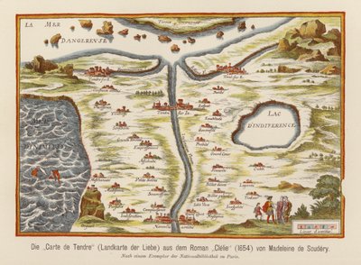Carte de Tendre, från Medeleine de Scuderys roman Clelie av (after) French School