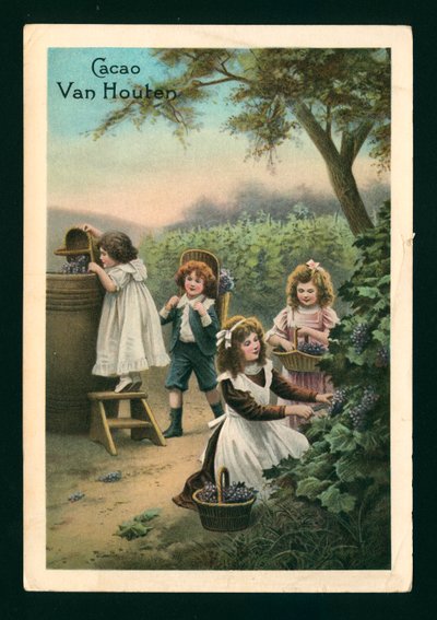 Barn som plockar vindruvor (chromolitho) av (after) French School