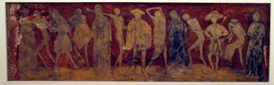 Fresco release av "La Danse macabre"" av det antika klostret La Chaise-Dieu (Chaise Dieu) gjord av Louis Yperman (omkring 1856?) 1894. Paris, Museum of Monuments engelska av (after) French School