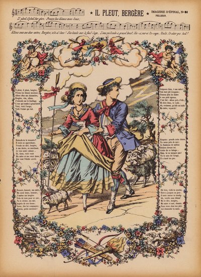 Il Pleut, Bergere (gravyr i färg) av (after) French School