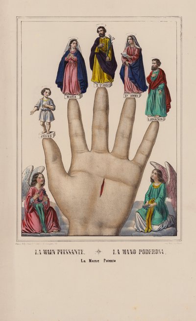 La Main Puissante, La Mano Poderosa, La Mane Potenta (färglitografi) av (after) French School