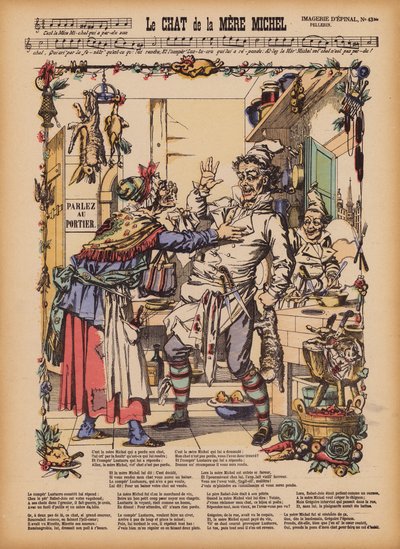 Le Chat de la Mere Michel (gravyr i kolorit) av (after) French School