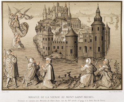 Jungfruns mirakel på Mont-Saint-Michel - faksimil av en camaieu-målning av "Vår Frus mirakel" av (after) French School