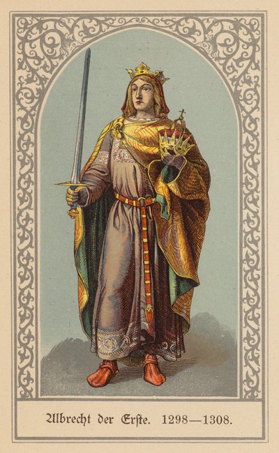 Albert I, kung av Tyskland (färglitografi) av (after) German School