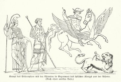 Bellerofon kämpar mot Chimera (gravyr) av (after) German School