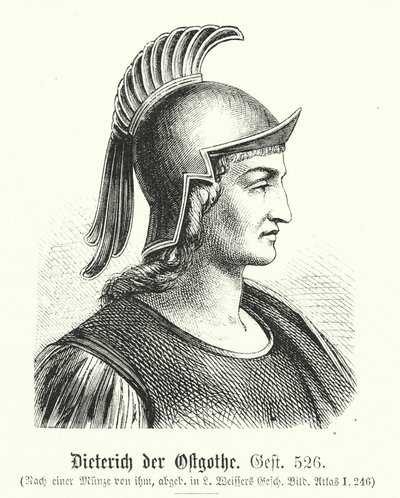 Dieterich den ostrogotiske, 454-526, Theodoric (gravyr) av (after) German School
