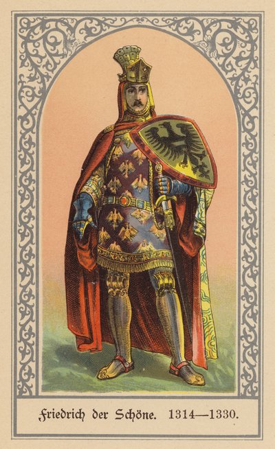 Fredrik den sköne, kung av Tyskland (färglitografi) av (after) German School