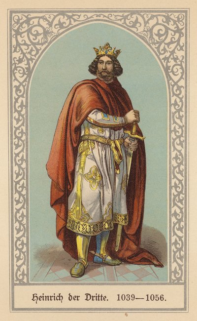 Henrik III, tysk-romersk kejsare (färglitografi) av (after) German School