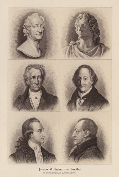 Johann Wolfgang von Goethe, tysk poet och dramatiker (litografi) av (after) German School