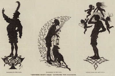 "Midsommarnattsdröm," illustrerad med silhuetter (gravyr) av (after) German School