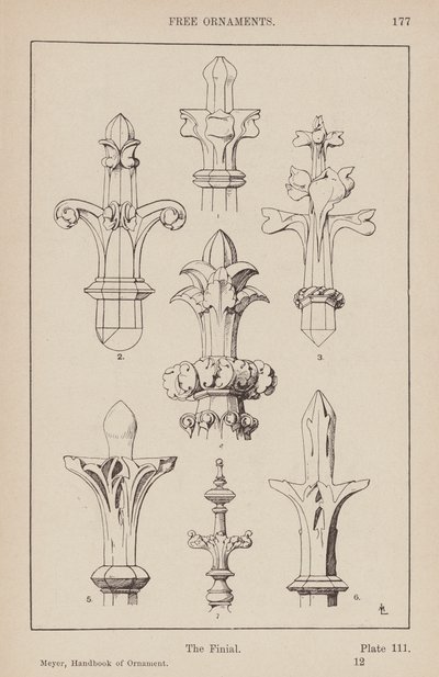 Ornament: Fria prydnadsföremål, Finial (gravyr) av (after) German School
