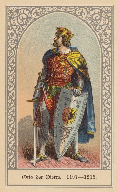 Otto IV, tysk-romersk kejsare (färglitografi) av (after) German School