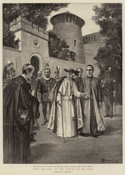Påven Leo XIII i hans dagars vinter (gravyr) av (after) Italian School