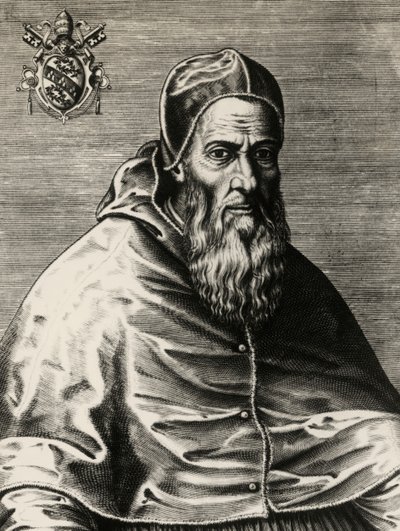 Porträtt av Julius III, född Giovanni Maria Ciocchi del Monte (Monte San Savino av (after) Italian School