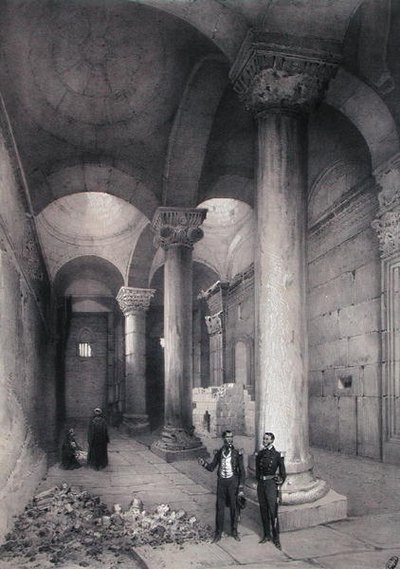 Interiör av Golden Gate i Jerusalem, illustration från 