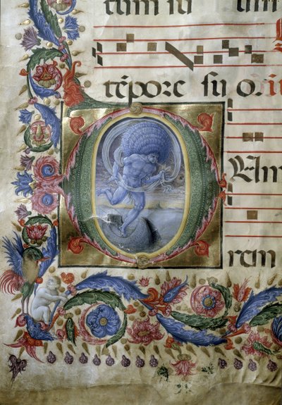 Upplyst sida av en gradvis (miniatyr av (c.1445 1527) Liberale da Verona