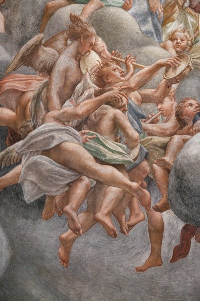 Vinklar som spelar musikinstrument, , detalj av 3660852 av (c.1489 1534) Correggio