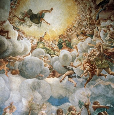 Eva och Maria stiger upp, detalj från Jungfruns upptagande av (c.1489 1534) Correggio