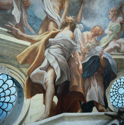 Apostelfigur, detalj av fresker av kupolen i Parma-katedralen, av Antonio Allegri Da Correggio (1489-1534) av (c.1489 1534) Correggio