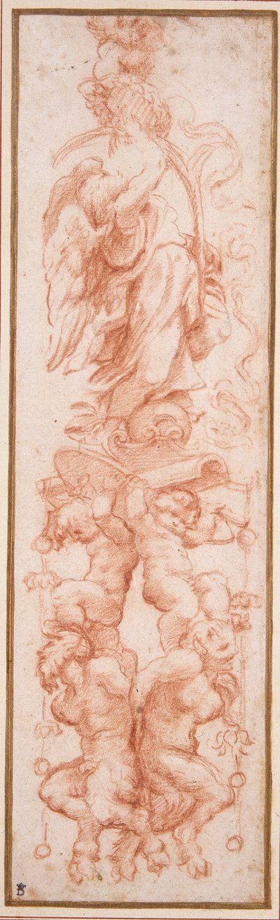 Grotesk dekoration för revbenet på ett valv (röd krita på vitt papper) av (c.1489 1534) Correggio