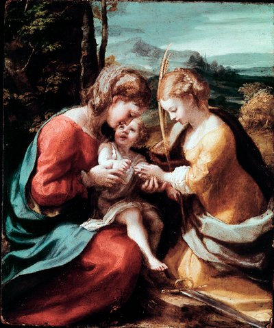 Det mystiska äktenskapet av St. Katarina av Alexandria Målning av Antonio Allegri (känd som Correggio eller The Correge 1489-1534) 1520 ca. Sol. 28,5x23,5 cm Neapel museo di Capodimonte av (c.1489 1534) Correggio