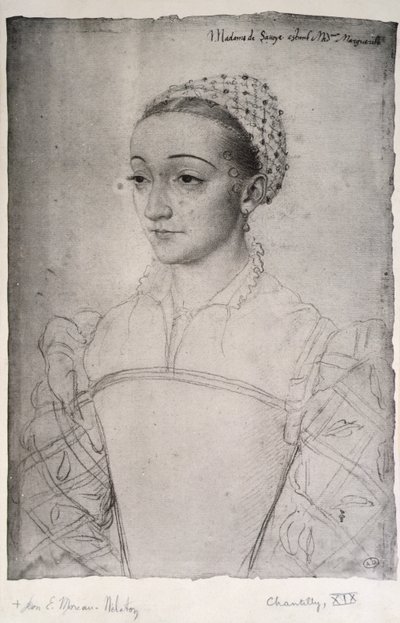 Marguerite de France (1523-74) (penna på papper) av (studio of) Clouet