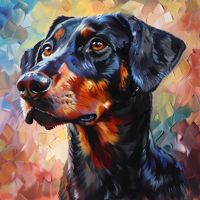 Abstrakt Rhodesian Ridgeback hundmålning, djurdekoration, väggkonsttryck av F. Abderrahim