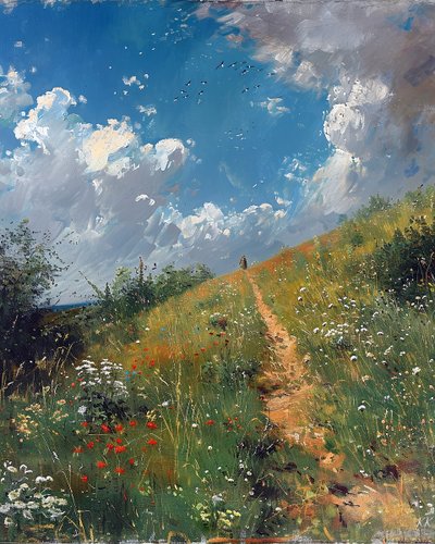 Landskap med böljande landsbygd, dekorativ väggkonst  canvas tryck av F. Abderrahim