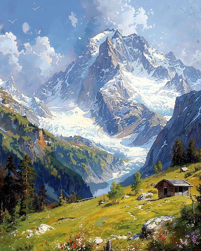 Landskap med Flowery Hills, väggdekoration för sovrum av F. Abderrahim