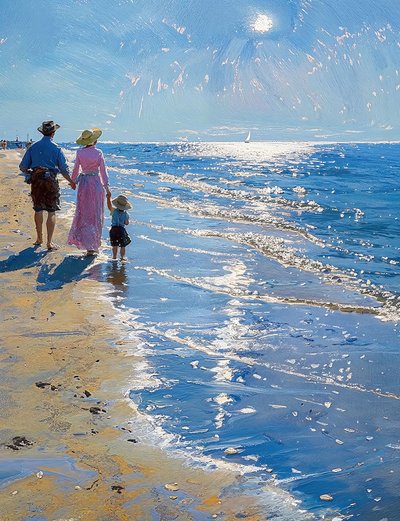 Landskap med avskild strand, väggdekoration för alla rum av F. Abderrahim