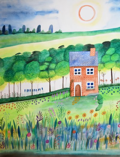 Stuga i utkanten av skogen av Marys Watercolors