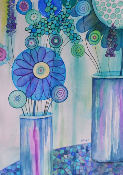 Moderna blommor av Marys Watercolors