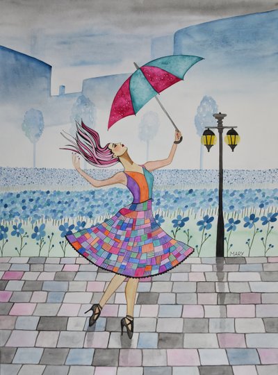 Hon dansar i regnet av Marys Watercolors