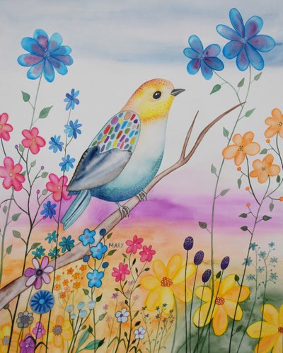 Modern fågel av Marys Watercolors