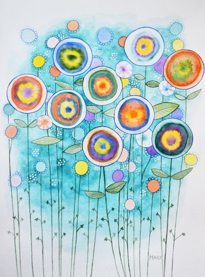Abstrakta blommor av Marys Watercolors