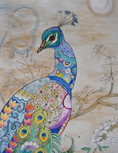 Stolt påfågel av Marys Watercolors