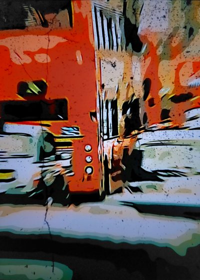 Orange stadsbuss av Mavet